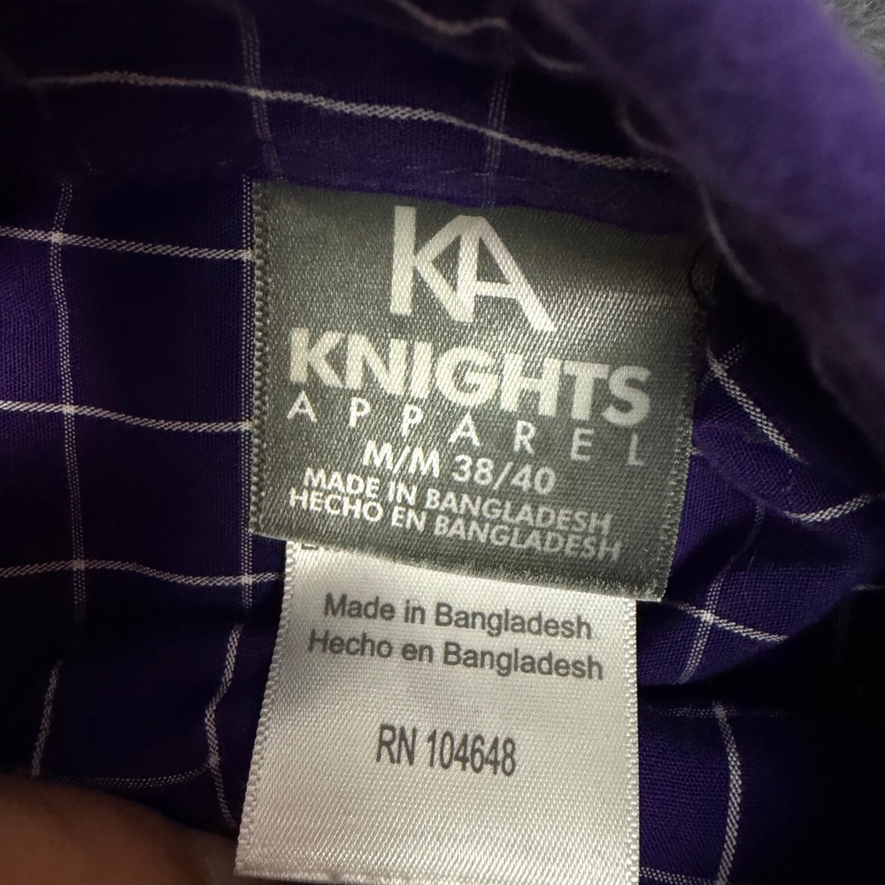 Knights Apparel LSU Button Down Shirt Mens Medium Purple Windowpane Plaid Cotton - Picture 5 of 8